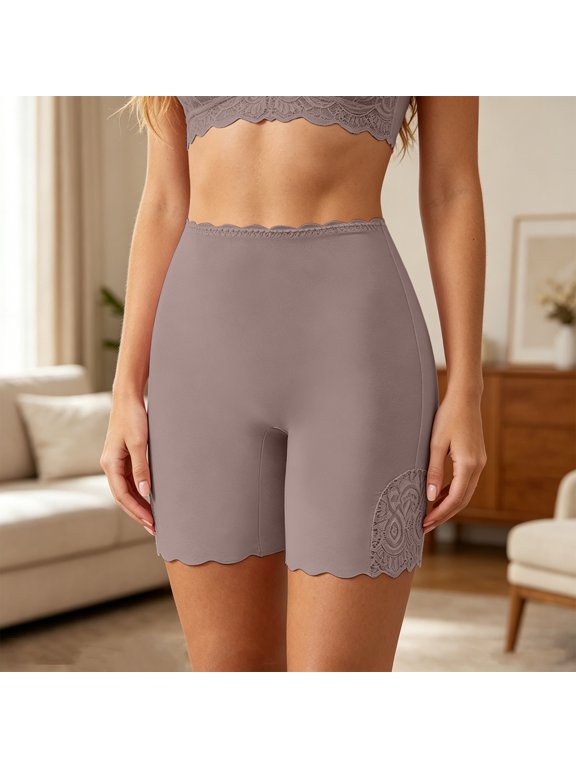 Women's Seamless Underwear, Shorts for Under Dresses Women, Lace Stitching Seamless Boyshorts Briefs For women Women's Panties, Soft & Comfortable Underwear Boxer Briefs, Coffee, One Size