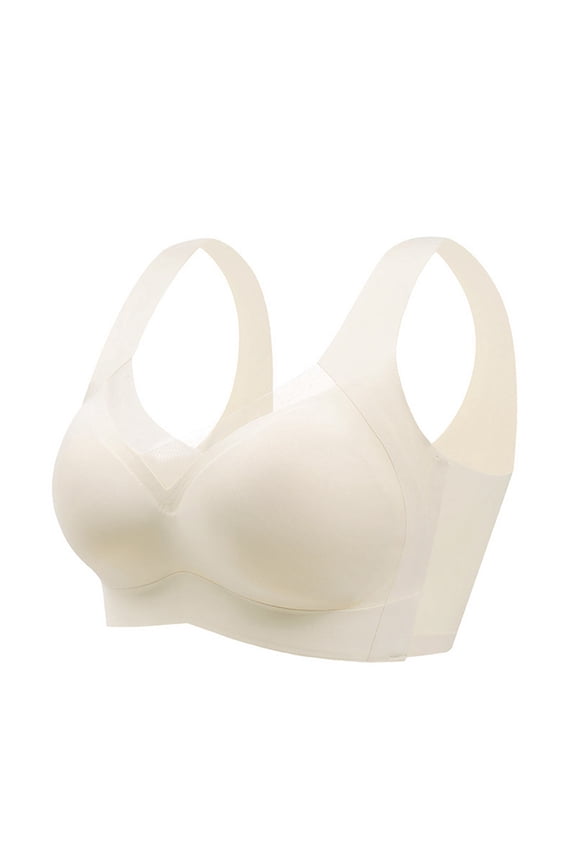 Women's Seamless Underwear Summer Thin Non-Wired Vest Bra with Integrated Cups for Comfortable Fit Large Chest Support Lightweight Blue L