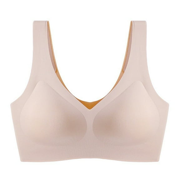 Women's Seamless V-Neck Bralette - Comfortable Wire-Free Sleep & Lounge Bra