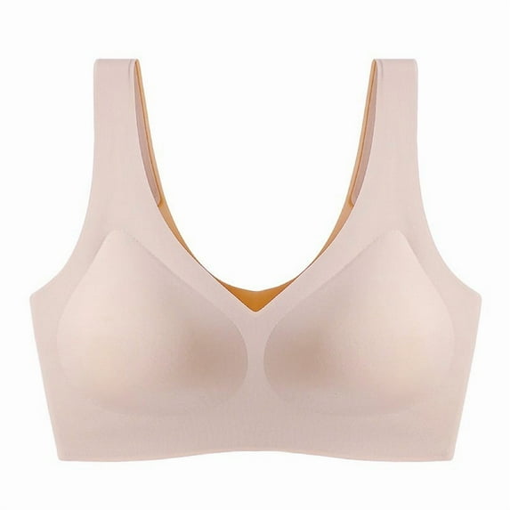 Women's Seamless V-Neck Bralette - Comfortable Wire-Free Sleep & Lounge Bra