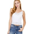 thumbnail image 1 of Women's Seamless V-Neck Cami Top with Lace Detail – Ribbed Stretch Fabric White,Small, 1 of 2