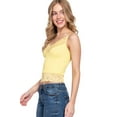 thumbnail image 1 of Women's Seamless V-Neck Cami Top with Lace Detail – Ribbed Stretch Fabric Yellow,Small, 1 of 2