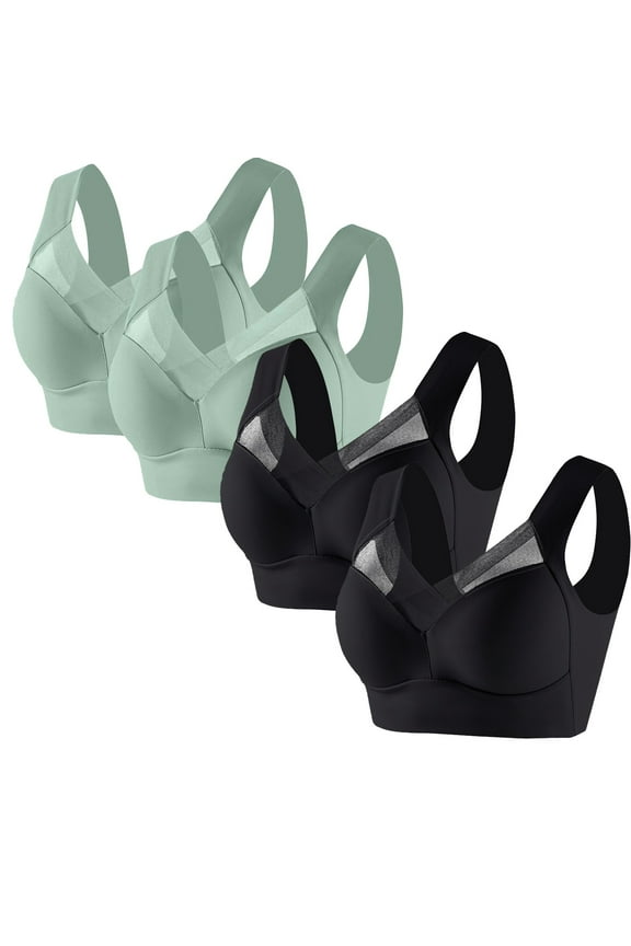 Women's Seamless Wire-Free Bra 4 Pack Sports Bras, Full Coverage Yoga Comfort Seamless Stretchy Sports Bra for Women