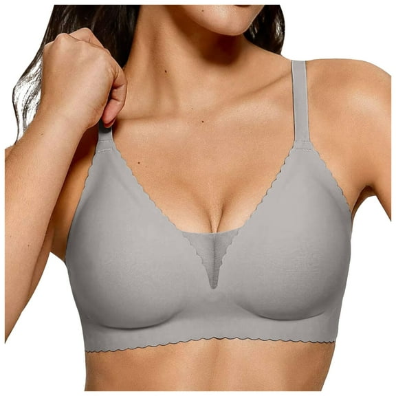 Women's Seamless Wireless Bra Comfortable Deep V Neck Bralette Push Up Support Full Coverage Everyday T-Shirt Bra