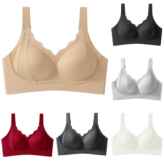 Women's Seamless Wireless Bra, Full Coverage Soft Support Bra, Breathable Lift & Adjustable Straps Design, Comfort Feel | VerBelle,White L
