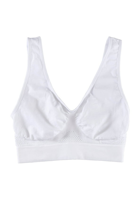 Women’s Seamless Wireless Cooling Comfort Bra, White, Large