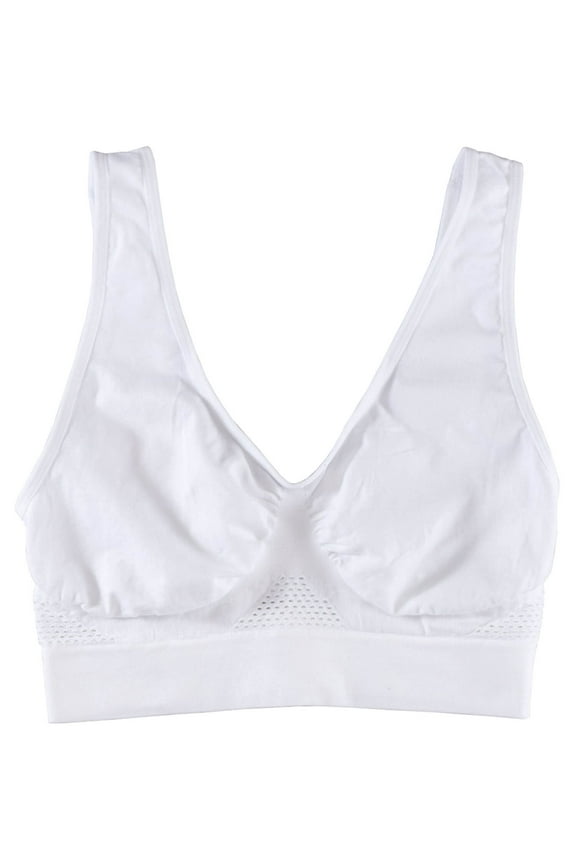 Women’s Seamless Wireless Cooling Comfort Bra, White, Medium