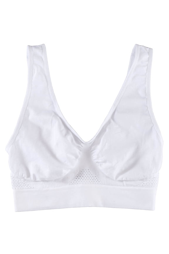 Women’s Seamless Wireless Cooling Comfort Bra, White, XL