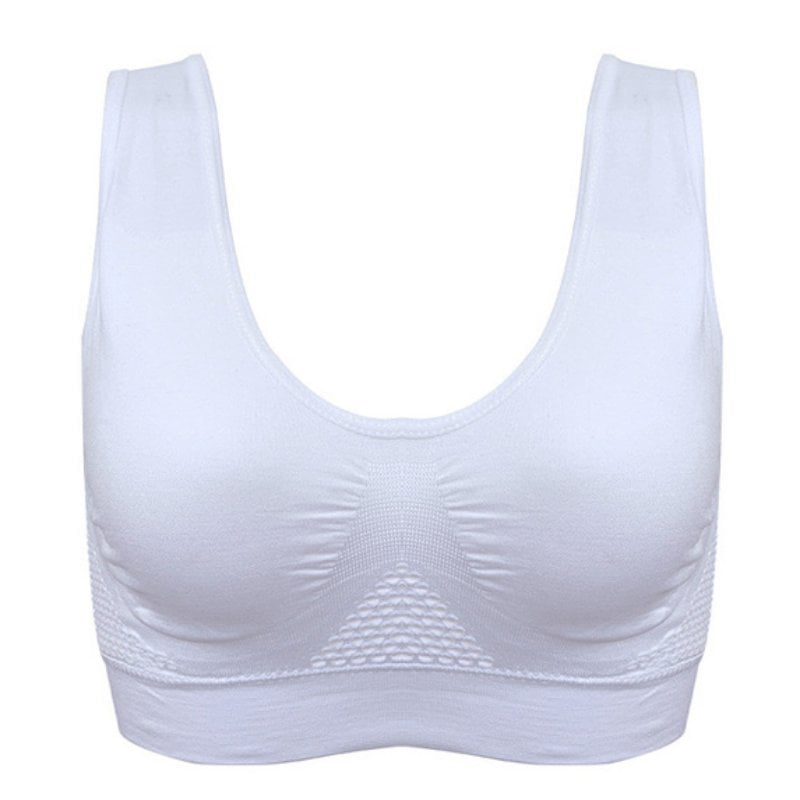 Women's Seamless Wireless Cooling Unpadded Comfort Bra, Sports High Impact  Yoga Bras, White