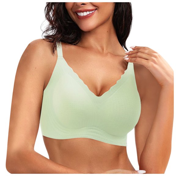 Women's Seamless Wireless Push Up Bralette - Scalloped Edge, Full Coverage, Casual/Sexy - Nylon/Spandex, Sizes L-XXL