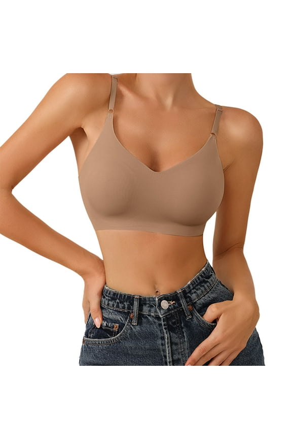 Women's Seamless Wireless Triangle Bralette - Lightly Lined - Adjustable Straps - Full Back Coverage - Polyester - Spring/Summer/Autumn/Winter