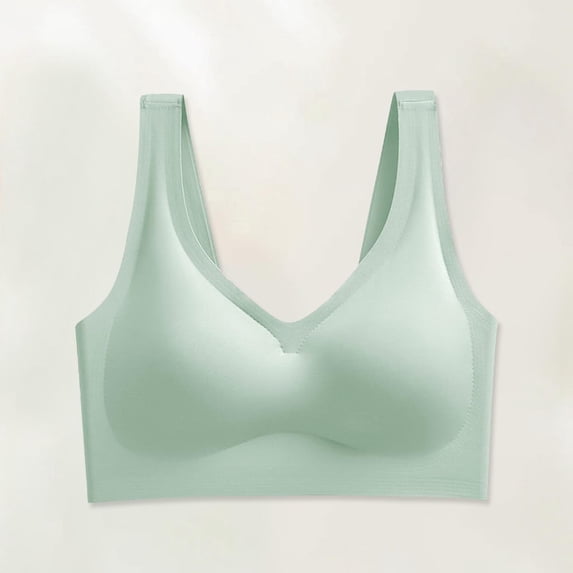 Women's Seamless Wireless V Neck Everyday Bra, JIANLAI Wide Strap Comfort Soft Full Coverage Sleep Bra