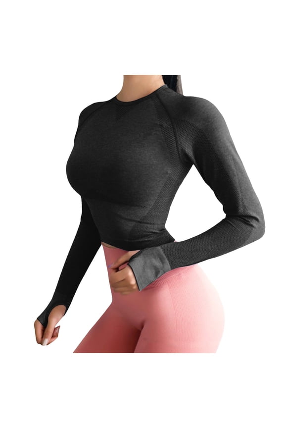 Women's Seamless Workout Crop Top - Short Sleeve, Mesh Breathable, Compression Fit, Quick-Dry, S-L Sizes for Gym & Yoga