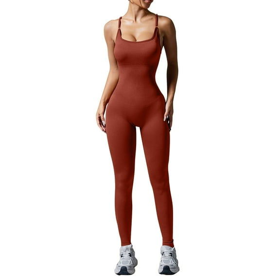 Women's Seamless Workout Jumpsuit - Gym/Yoga, Tight Fit, Nylon, XS-L