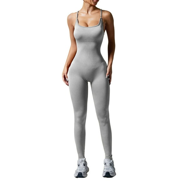 Women's Seamless Workout Jumpsuit - Gym/Yoga, Tight Fit, Nylon, XS-L