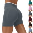 thumbnail image 1 of Women's Seamless Workout Shorts High Waisted Tummy Control Butt Lifting Stretch Gym Yoga Biker Shorts with Contrast Waistband, #01 Gray, M, 1 of 6