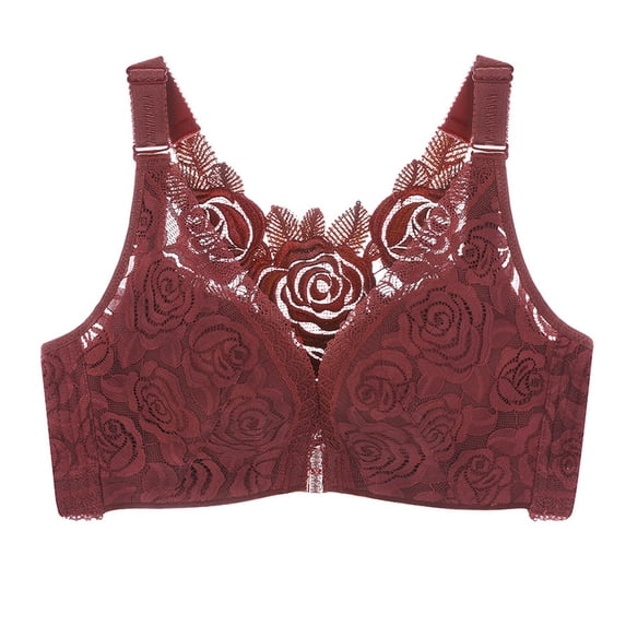 Women's Seamless Yoga Bra Front Adjustable Buckle Lace Edge Comfortable Supportive Sleep Sports Bralette for Active