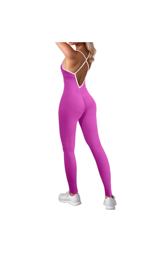 Women's Seamless Yoga Jumpsuit Sleeveless Elastic Gym Playsuit Skinny Ribbed Rompers For Fitness Running Workout Activewear