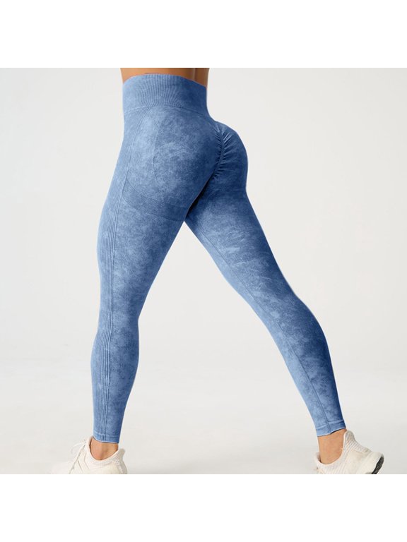 Women's Seamless Yoga Pants, High Waisted Butt Lifting Workout Leggings, Tummy Control Slim Fit Running Pants, Lightweight Fitness Leggings for Women Dark Blue S