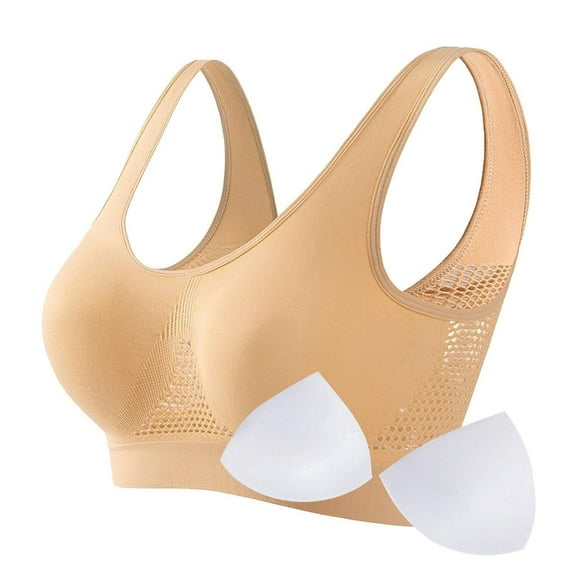 Women's Seamless Yoga Sports Bra with Detachable Pads Lightweight Vest Breathable Full Support Bralettes High Impact Athletic Tank Top Bra for Workouts Everyday Wear