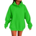 thumbnail image 1 of Women's Seasonal Cotton Hoodie Oversized Comfort Fit Pullover Long Sleeve Casual Everyday Top Green XL, 1 of 5