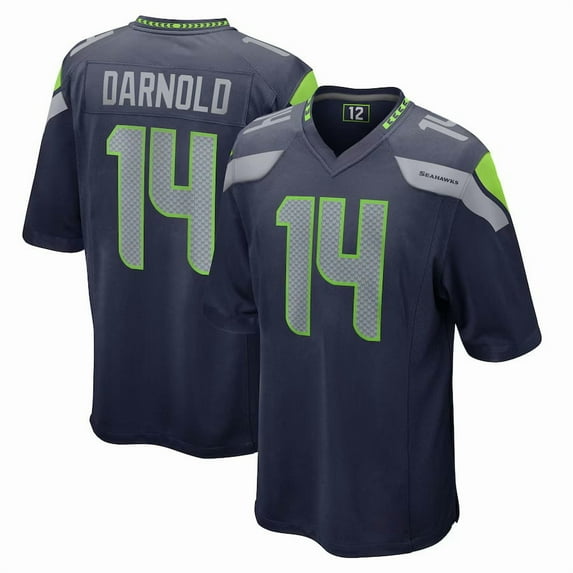 Women's Seattle Darnold 14 Navy Stitched T-Shirts Sports Player Game Top, XX-Large
