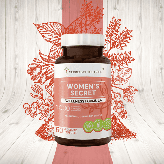 Secrets of the Tribe Women's Secret Capsules Dietary Supplement, Natural Herb Blend, Made from Tribulus, Red Raspberry, Pine Pollen, Sea Buckthorn, Schisandra, Goji,Maca 60 Count
