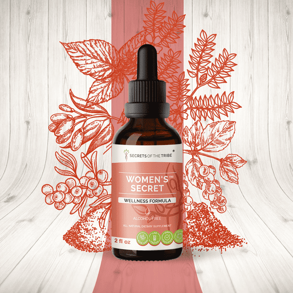 Secrets Of The Tribe Women's Secret Blend Tincture Dietary Supplement, Natural Extract, Made from Tribulus, Red Raspberry, Pine Pollen, Sea Buckthorn, Schisandra, Goji,Maca 2 oz