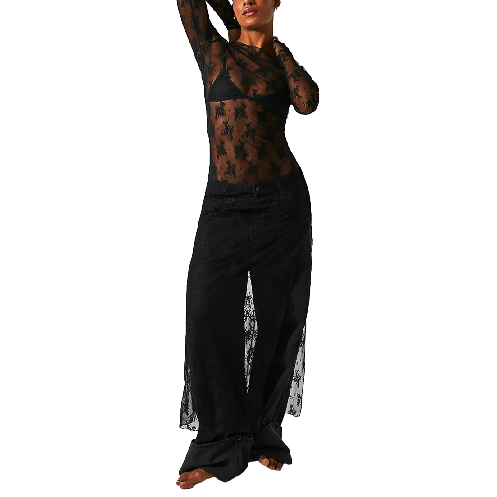 Pleated Sling See through Dress Casual Vacation Loose Dress main image 0