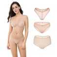 thumbnail image 1 of Women's See Through Unlined Underwire Bra Thongs Panties High Waist 4 Pcs, 1 of 5
