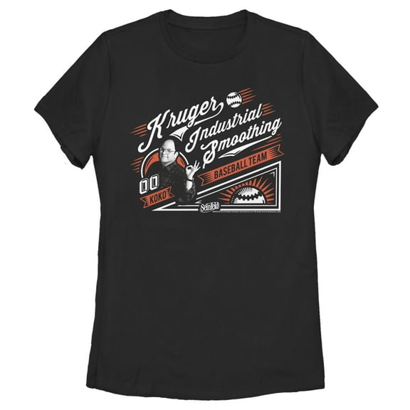 Women's Seinfeld George Costanza Koko Baseball Team Graphic Tee Black Medium