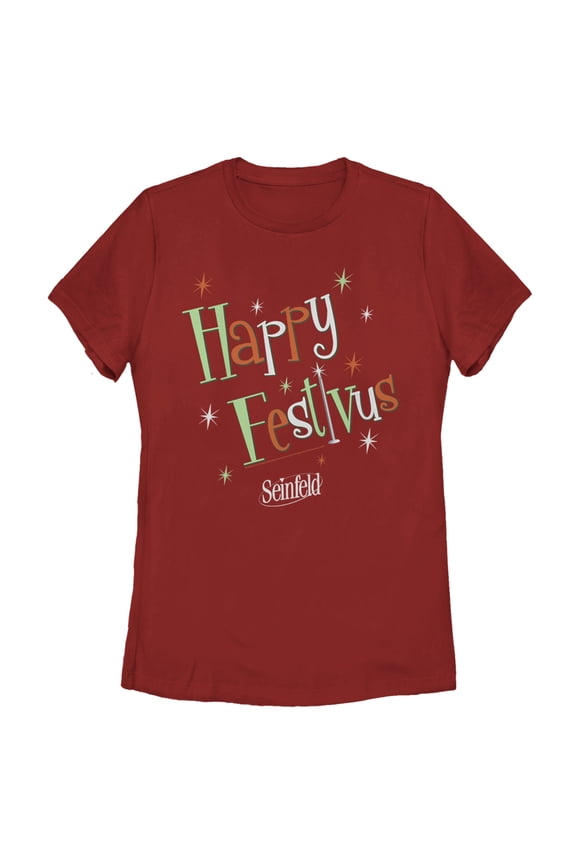 Women's Seinfeld Happy Festivus  Graphic Tee Red Large
