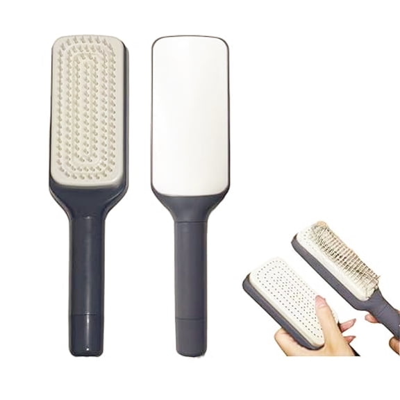 Self Cleaning Hair Brushes, Easy Clean Hair Brush with Retractable Bristles, Anti Static Massage Comb Brush for Effortless Hair Removal and Cleaning
