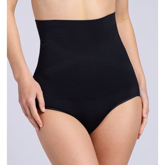 Women's Self Expressions 00523 Slim Waister High Waisted Brief (Black L)