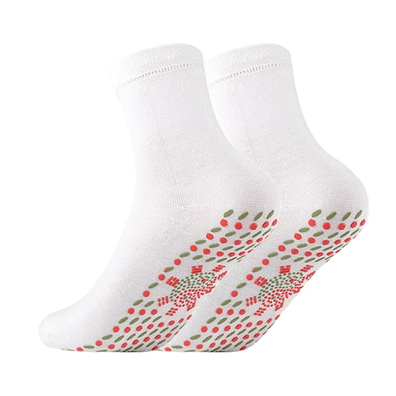 Women's Self-Heating Tourmaline Socks, Winter Thermal Insulation Breathable Comfortable Socks with Leg Massage Energy Therapeutic, for Skiing Hiking Outdoor Sports Daily Wear White