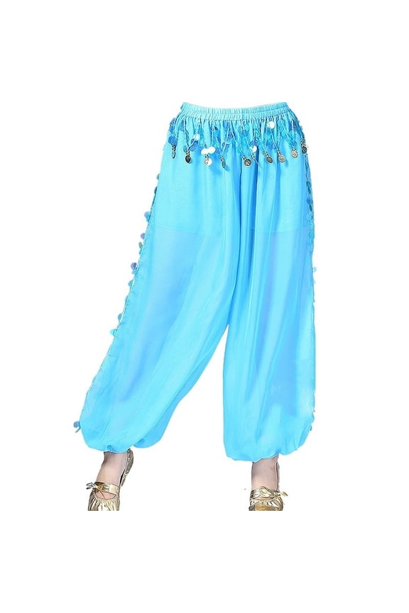 Women's Sequin Belly Dance Bloomers Pants Belly Dancing Tribal Costume Sexy India Perform Shinny Harem Trousers