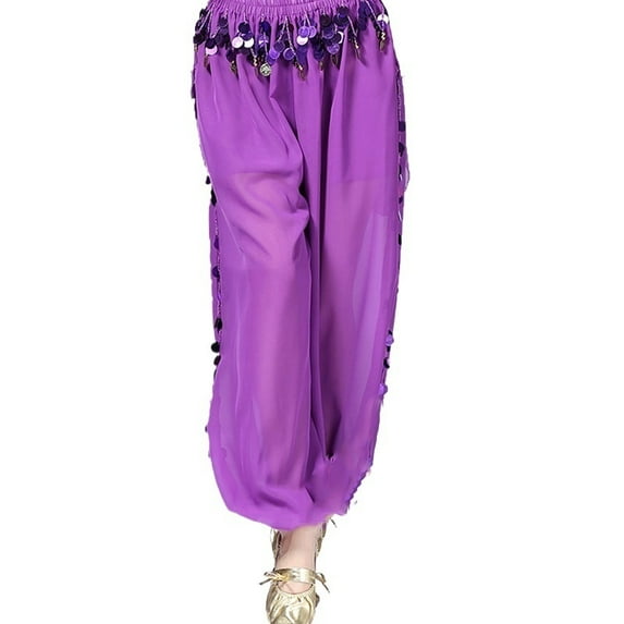 Women's Sequin Belly Dance Bloomers Pants Belly Dancing Tribal Costume Sexy India Perform Shinny Harem Trousers