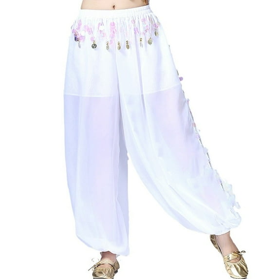 Women's Sequin Belly Dance Bloomers Pants Belly Dancing Tribal Costume Sexy India Perform Shinny Harem Trousers