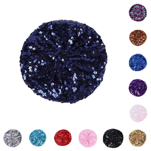Women's Sequin Beret Colorful Sparkly Hat for Nightclub and Parties