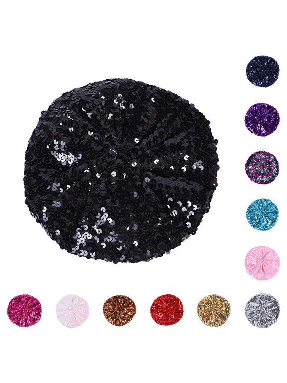 Women's Sequin Beret Colorful Sparkly Hat for Nightclub and Parties