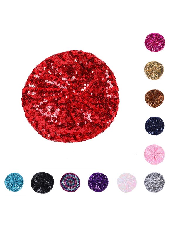 Women's Sequin Beret Colorful Sparkly Hat for Nightclub and Parties