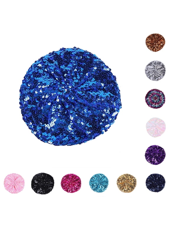 Women's Sequin Beret Colorful Sparkly Hat for Nightclub and Parties