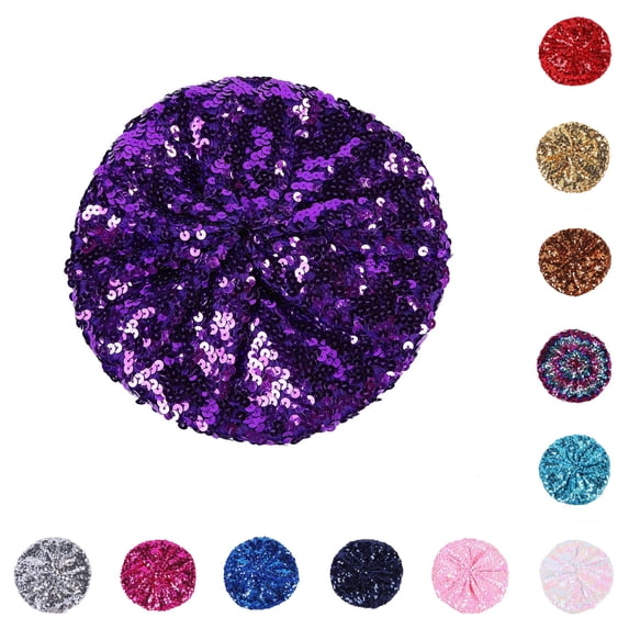 Women's Sequin Beret Colorful Sparkly Hat for Nightclub and Parties