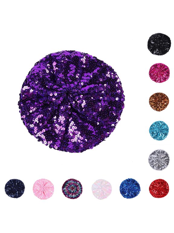 Women's Sequin Beret Colorful Sparkly Hat for Nightclub and Parties