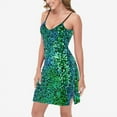 thumbnail image 1 of Women's Sequin Bodycon Dress with Spaghetti Straps and Side Slit - Medium, Mermaid, 1 of 5