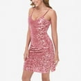 thumbnail image 1 of Women's Sequin Bodycon Dress with Spaghetti Straps and Side Slit - X Large, Pink, 1 of 5