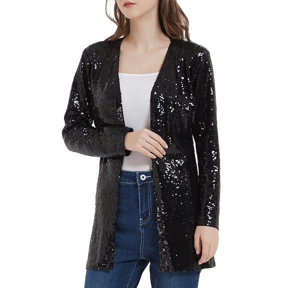 Women's Sequin Cardigan Top Party Cocktail Outerwear Coat