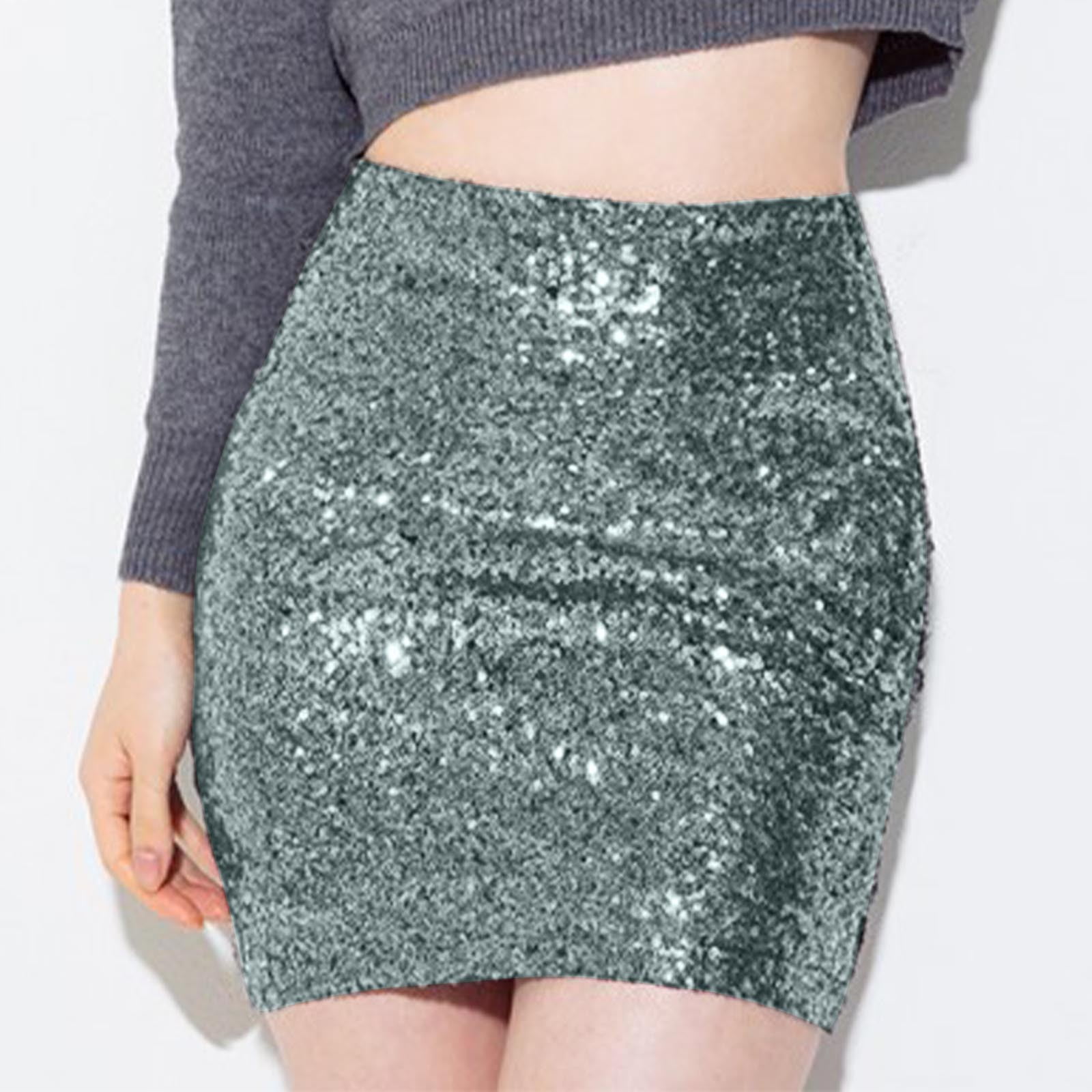 Eve Silver Mini Skirt NEW Silver Sequin MINI SKIRT Metallic Classy Lined *NEW  main image 3