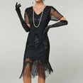 thumbnail image 1 of Women's Sequin Dress Lonng Sleeve V Neck Bodycon Dress Sparkle Party Disco Club Dress Ladies Plus Size Formal Cocktail Clubwear Casual Evening Mini Dresses Black XL, 1 of 3