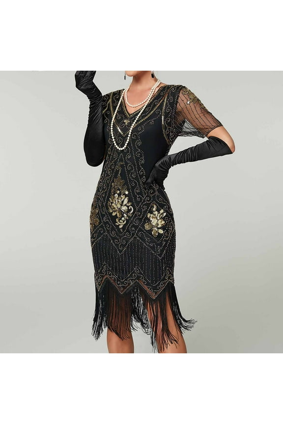 Women's Sequin Dress Lonng Sleeve V Neck Bodycon Dress Sparkle Party Disco Club Dress Ladies Plus Size Formal Cocktail Clubwear Casual Evening Mini Dresses Gold XXL